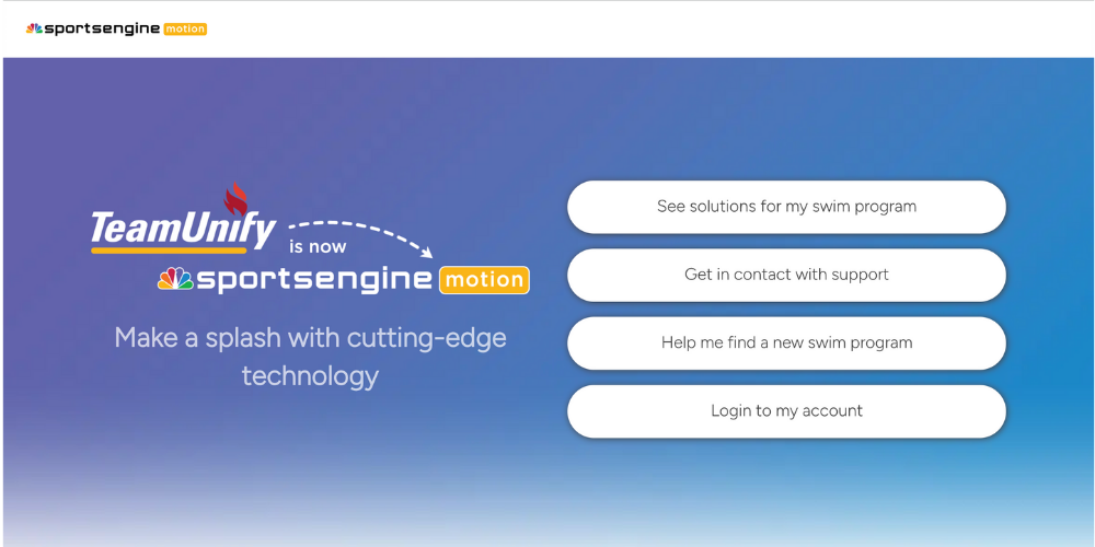 TeamUnify SportsEngine Motion swim meet management and team dashboard