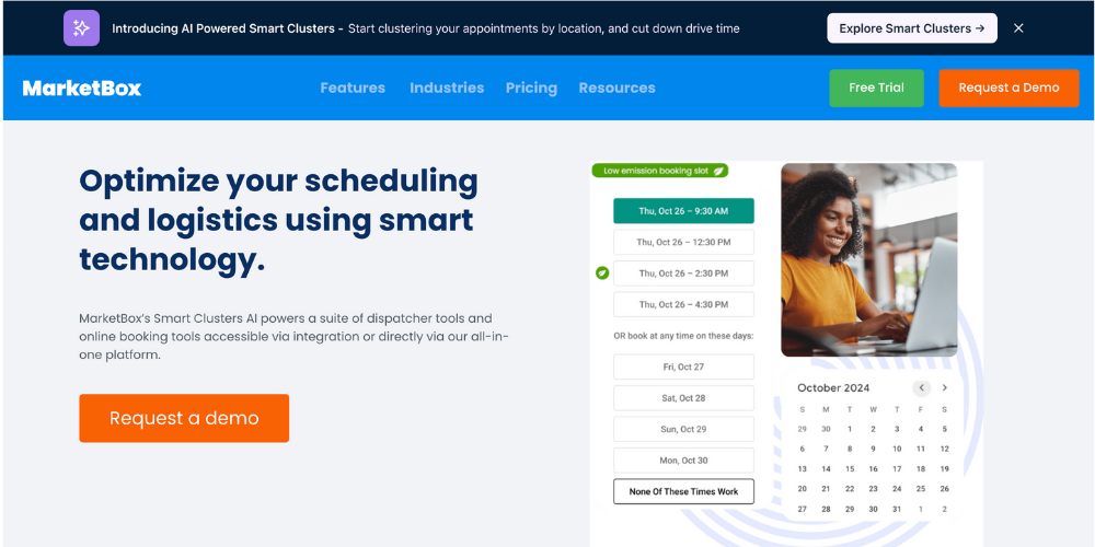 MarketBox mobile swim school route optimization and scheduling interface