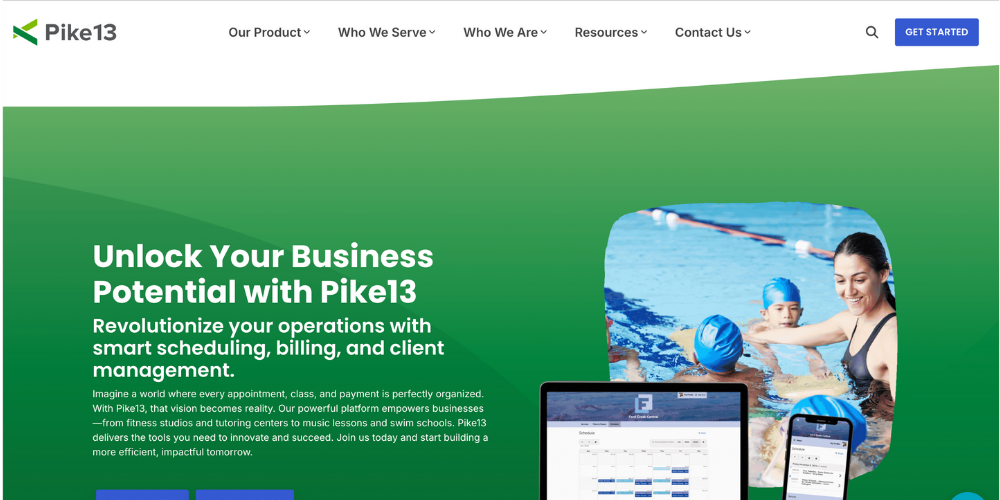 Pike13 family account management and class scheduling interface
