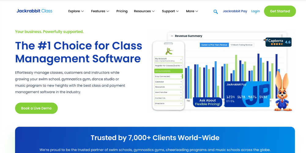 Jackrabbit Class PayPath pricing model and scheduling interface