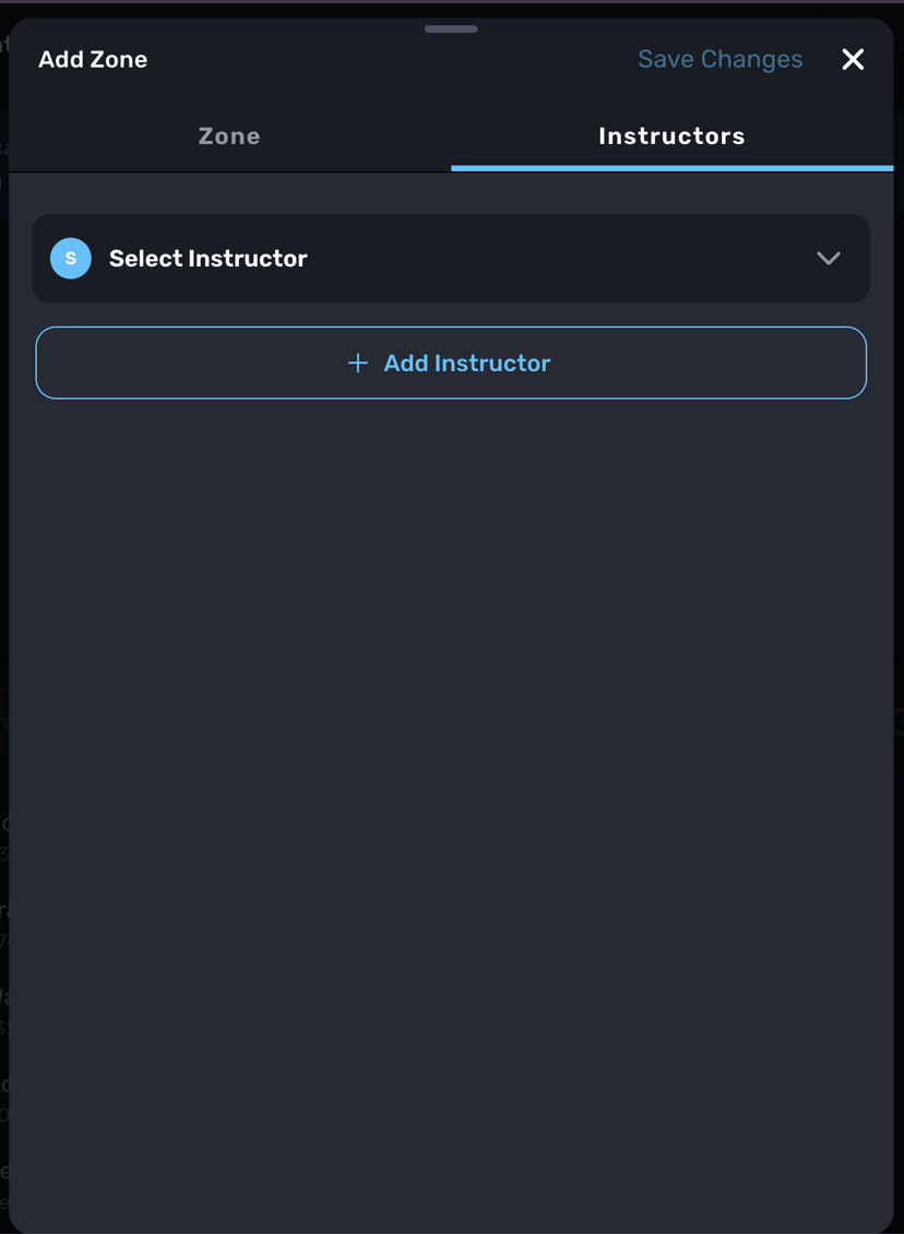 Add Zone instructors tab for assigning instructors to zones
