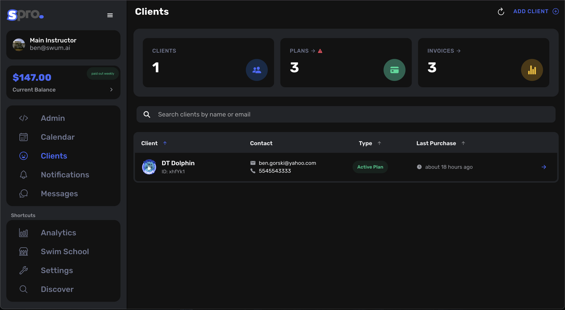 Redesigned client interface showing improved organization and navigation