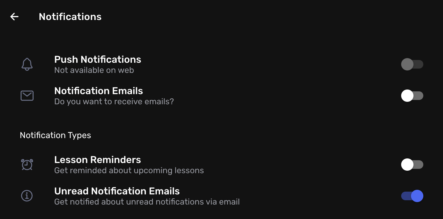 Enhanced email notification controls showing default false setting
