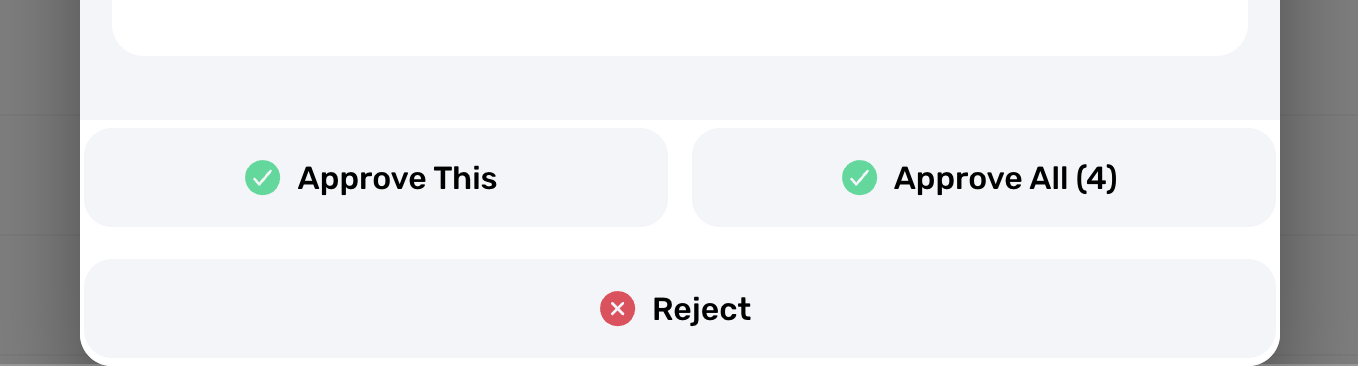 Pending lesson approval flow with an option to approve matching lessons together