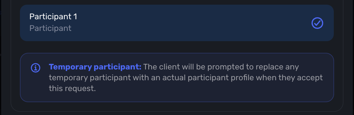 Enrollment request with temporary participants that clients can replace with real swimmer profiles