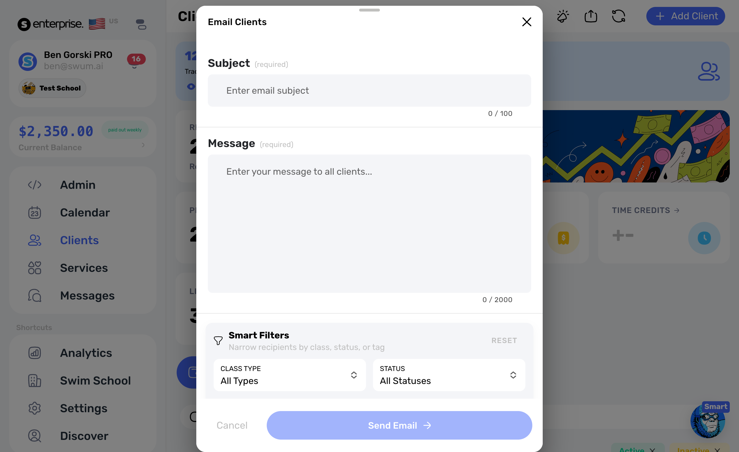 Mass email filters and recipient controls