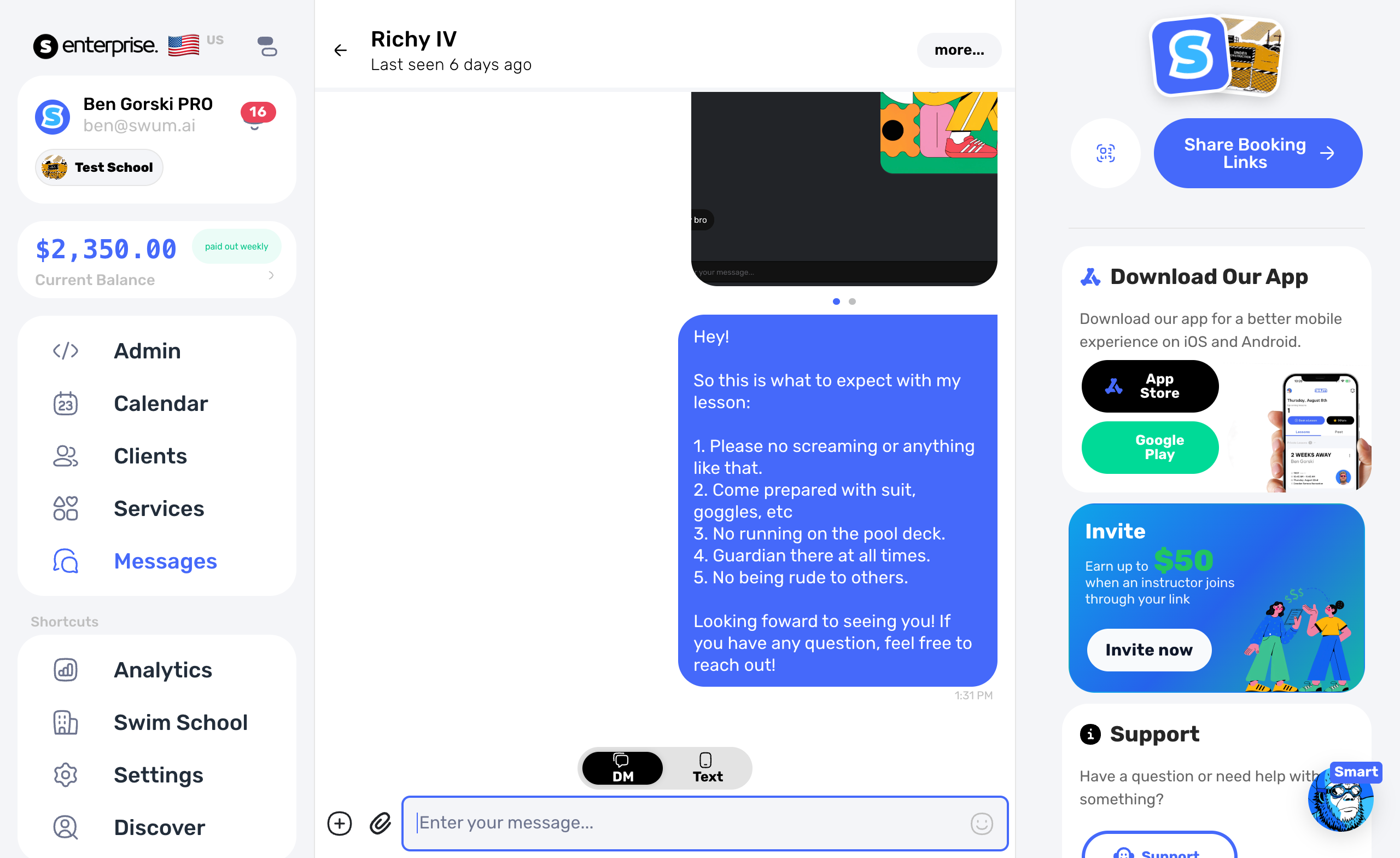 Messages conversation showing video attachment support