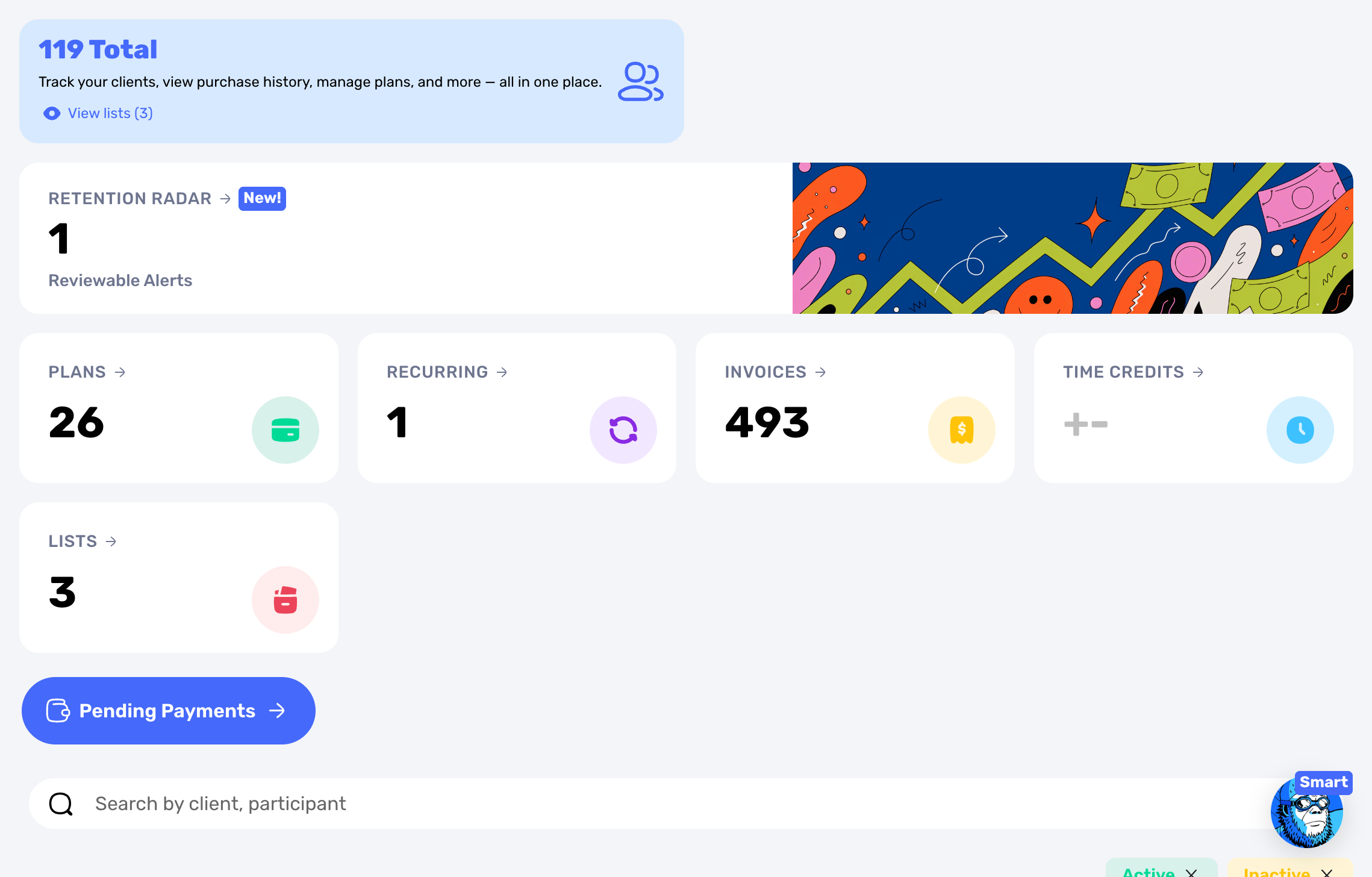 Swum family and swimmer CRM with plans, invoices, lists, and Retention Radar